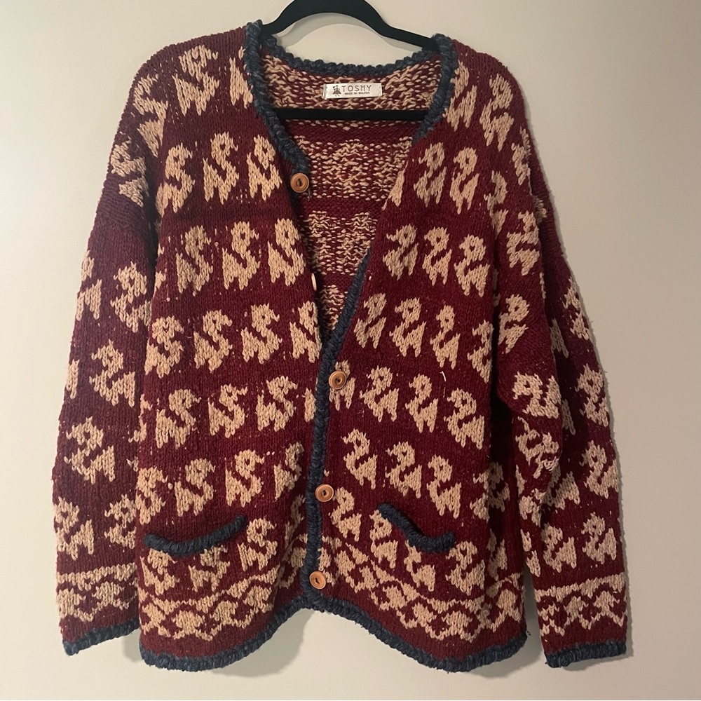 Toshy Knit Wool cardigan Sweater- wood buttons
